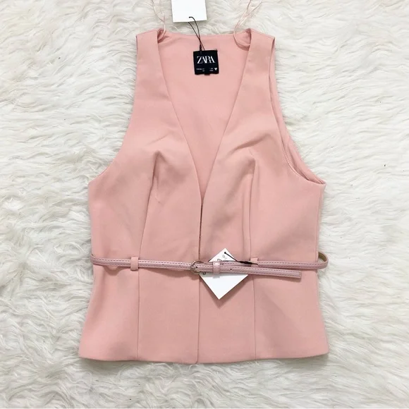ZARA Pink Belted Vest Top - Picture 2 of 5